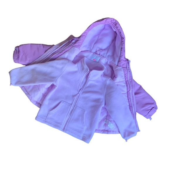 2 Jackets in 1! Winter Coat with Zipout Wearable Fleece Liner Purple 4T - Picture 10 of 13